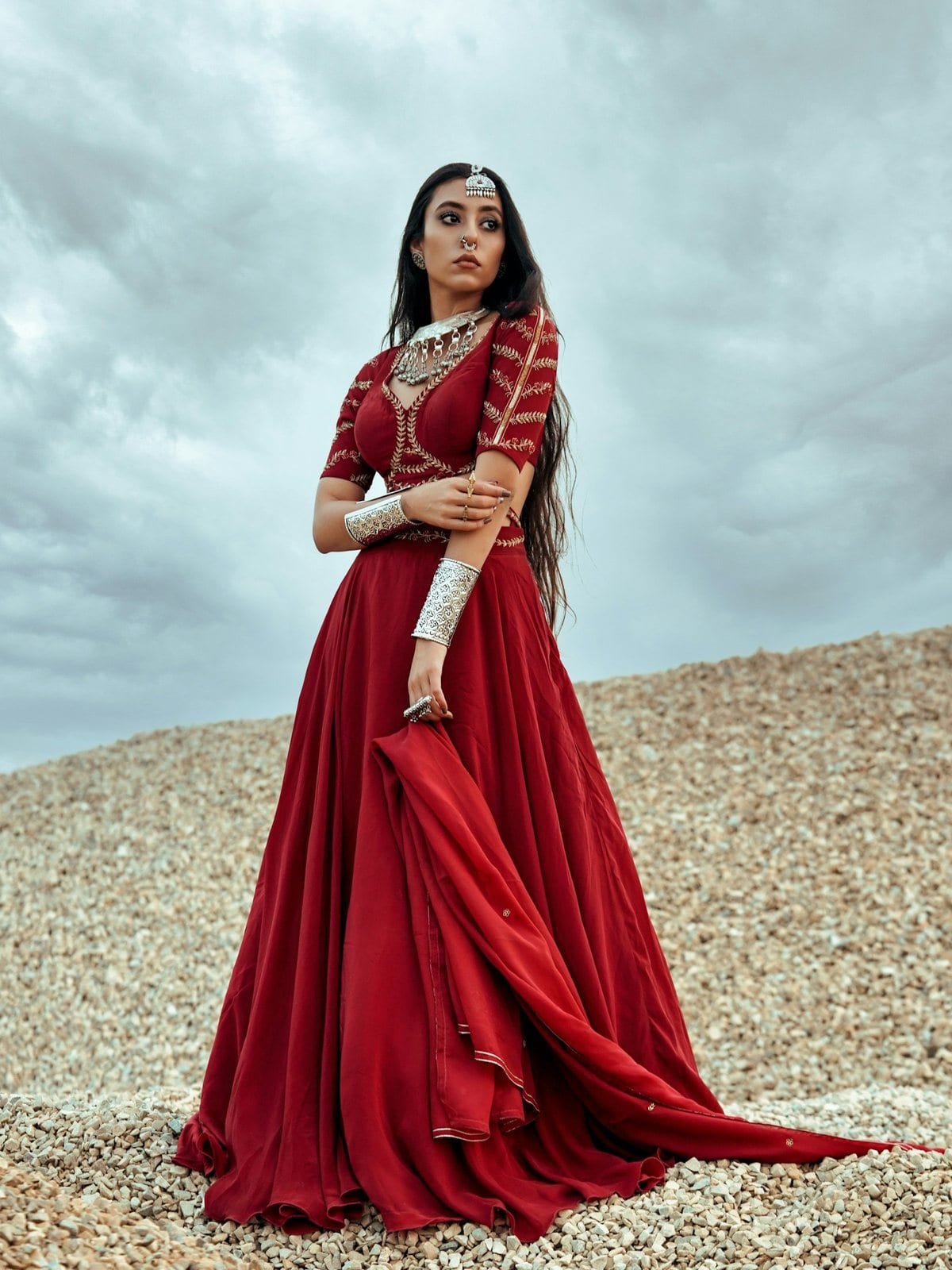 Crimson Chiffon Maxi