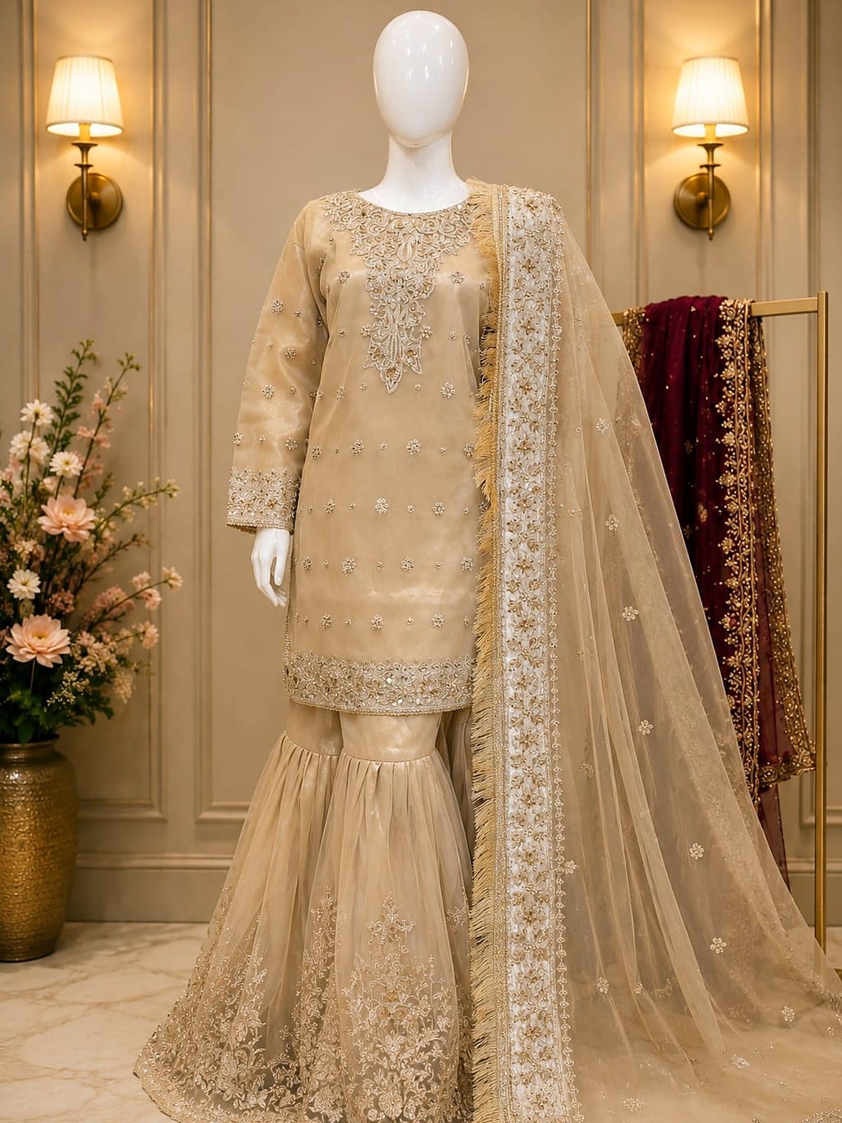 Handmade Gota Gharara with Short Shirt