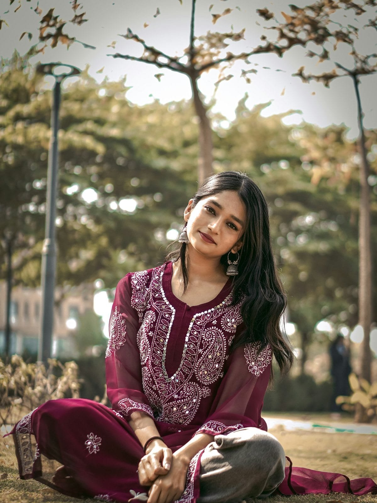 Maroon Embroidered Kurta Suit