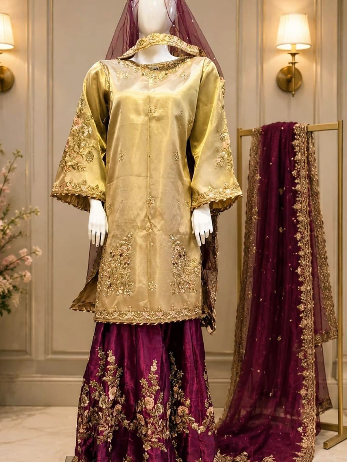 Shabnam Masoori Handmade Shirt with Silk Palazzo